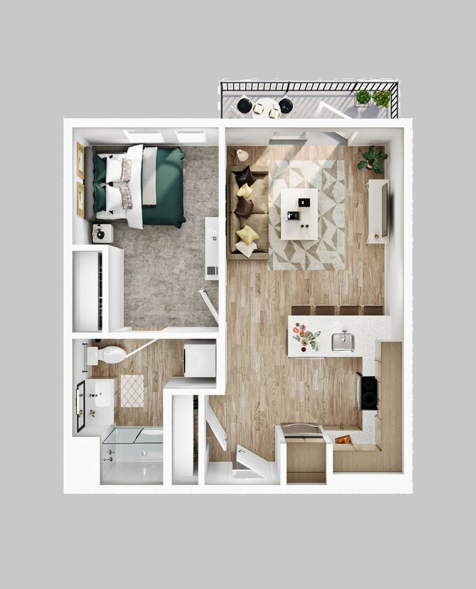 A1AB - 1BR/1BA - A1a Balcony