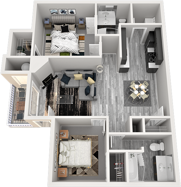 Floor Plan - 2 Bed / 2 Bath B1