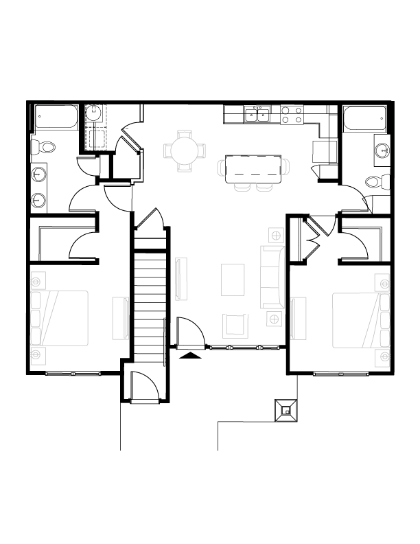 Floor Plan - 2 BR Grand Courtyard Garage