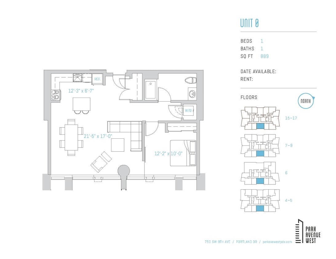 Floor Plan - 1 Bed 1 Bath