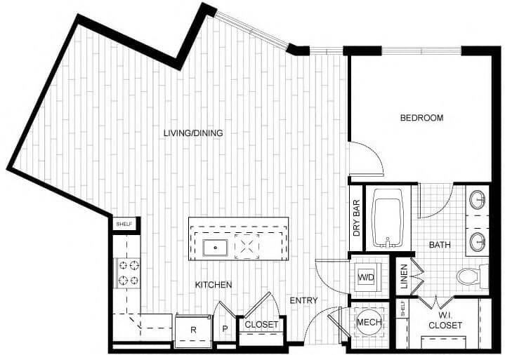 Floor Plan - 1 Bed/1 Bath-F_A07