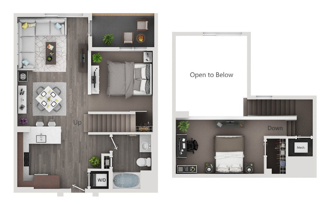 Floor Plan - 1/1 w/ Loft Medium