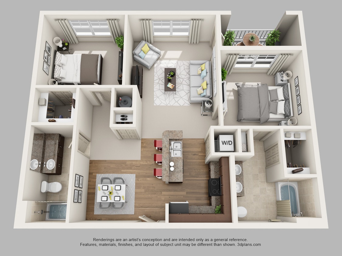 B1 2 Bedroom 2 Bath 1132sf - 2