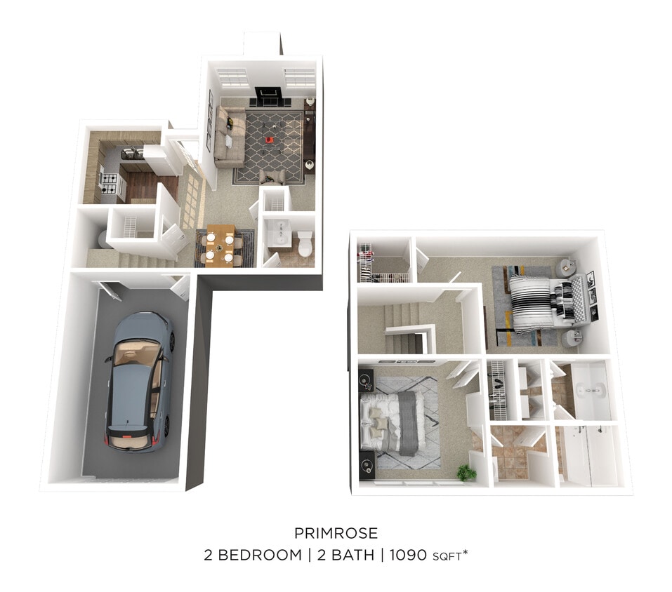 Floor Plan - Two Bedroom 2 Bath - 1,090 sqft