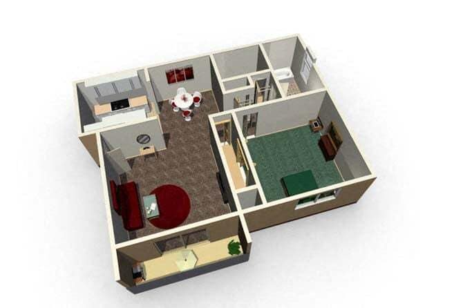 Floor Plan - 1 Bed | 1 Bath Large One Bedroom