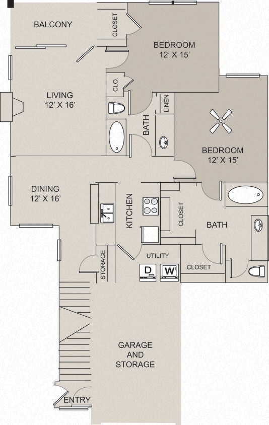 Floor Plan - 2 Bed 2 Westport Renovated