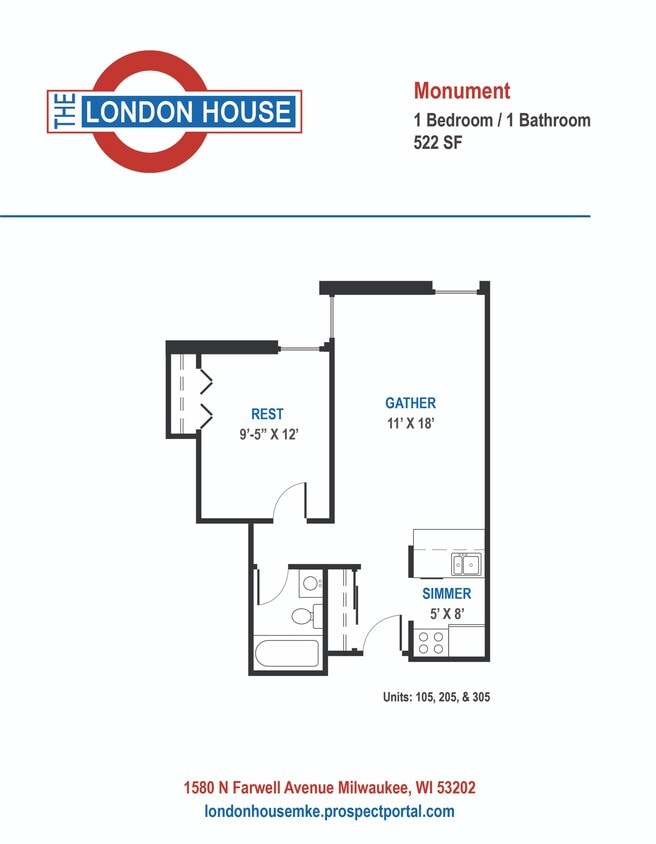 Monument - 1 Bed / 1 Bath - 522 SF - Monument