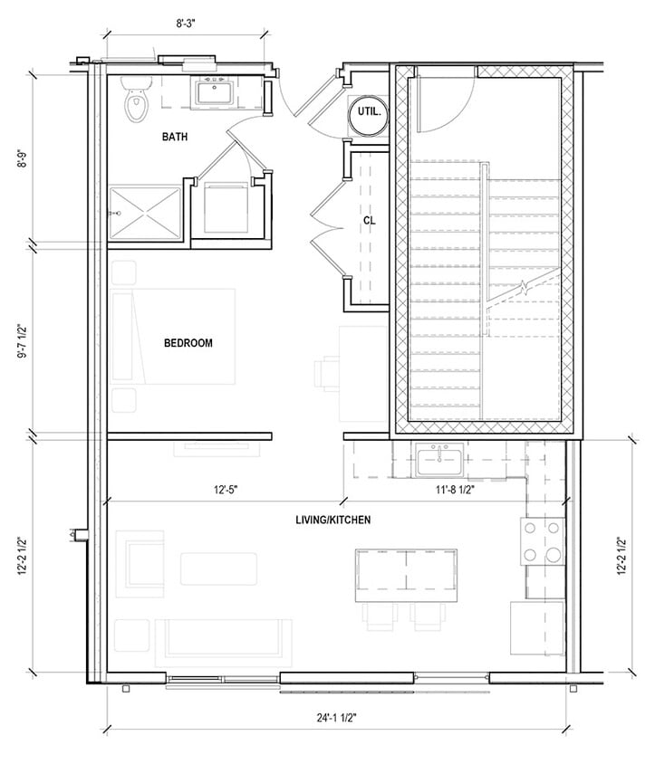 Sunnen Station Apartments - A04 - 1 Beds - 1 Baths - 576 Sq. ft. - A04