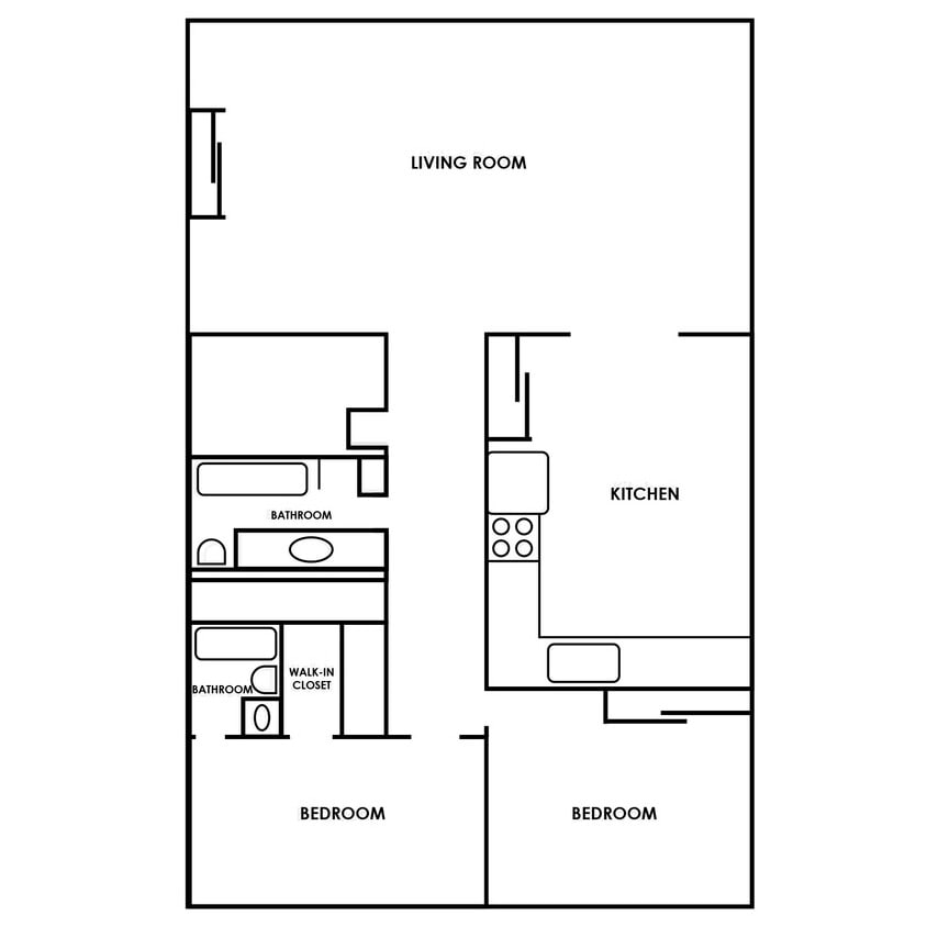 Floor Plan - Two Bed Two Bath