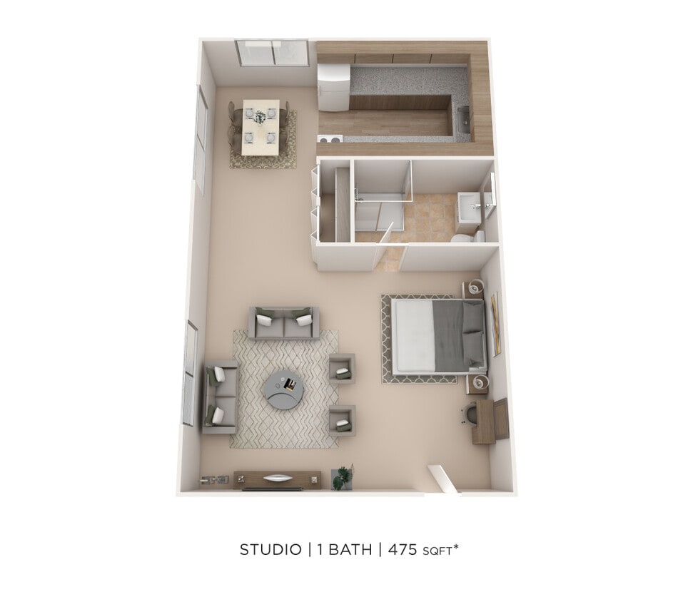 Floor Plan - Studio - 475 sqft