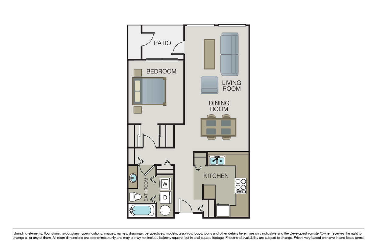 Floor Plan - 1 Bed 1 Bath - A3