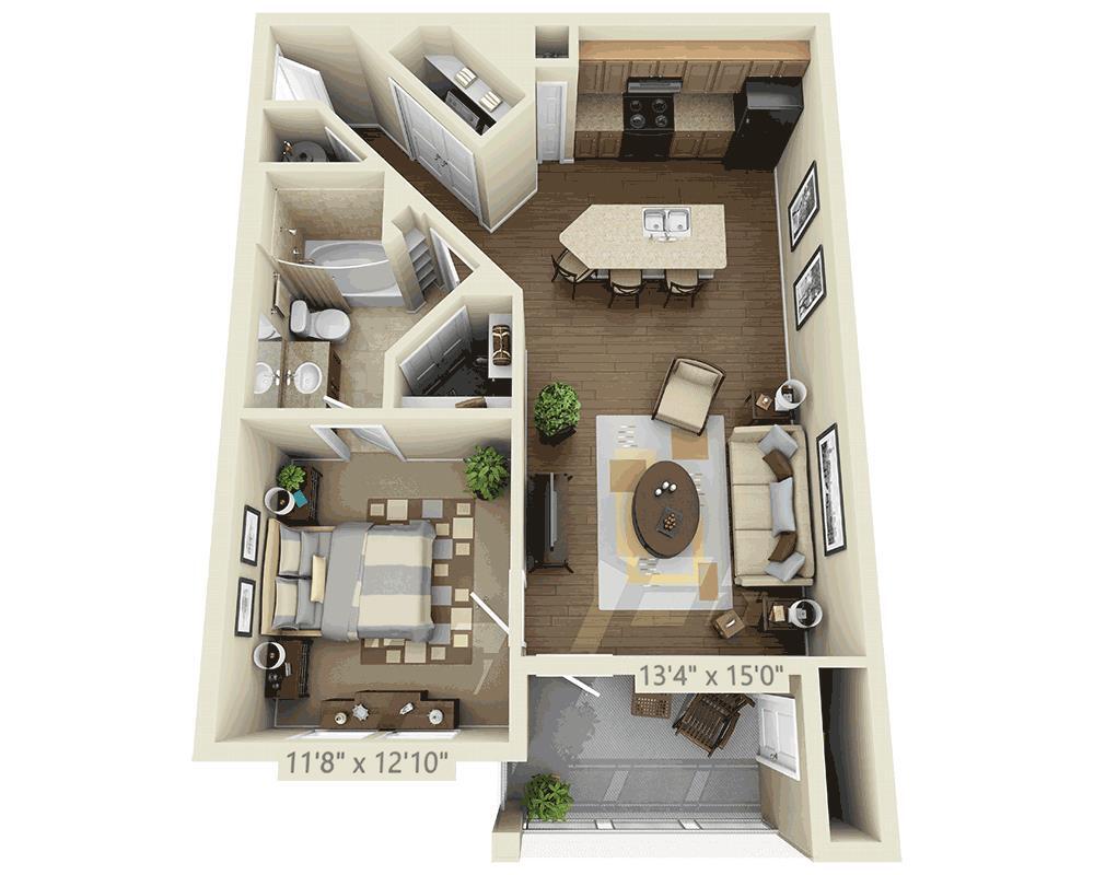 Floor Plan - One Bedroom A1A-WHU