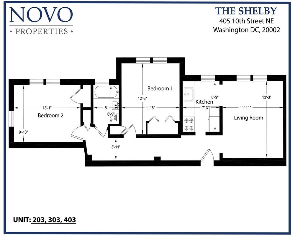 Floor Plan - Standard 2Bedroom/1Bath