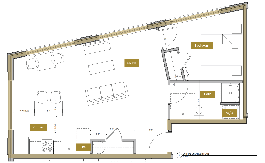 Floor Plan - 1 Bedroom Floor Plan E | Lofts North