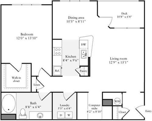 Floor Plan - 1 Bedroom E