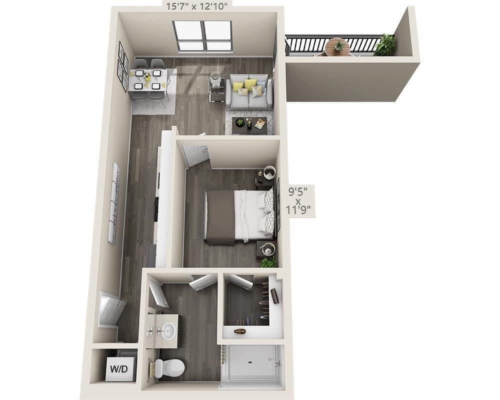 Floor Plan - One Bed (A1I-S23)