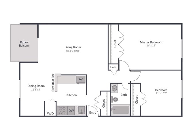 Floor Plan - 2 Bedroom 1 Bath