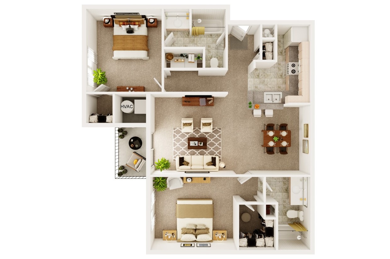 Floor Plan - 2 Bed 2 Bath