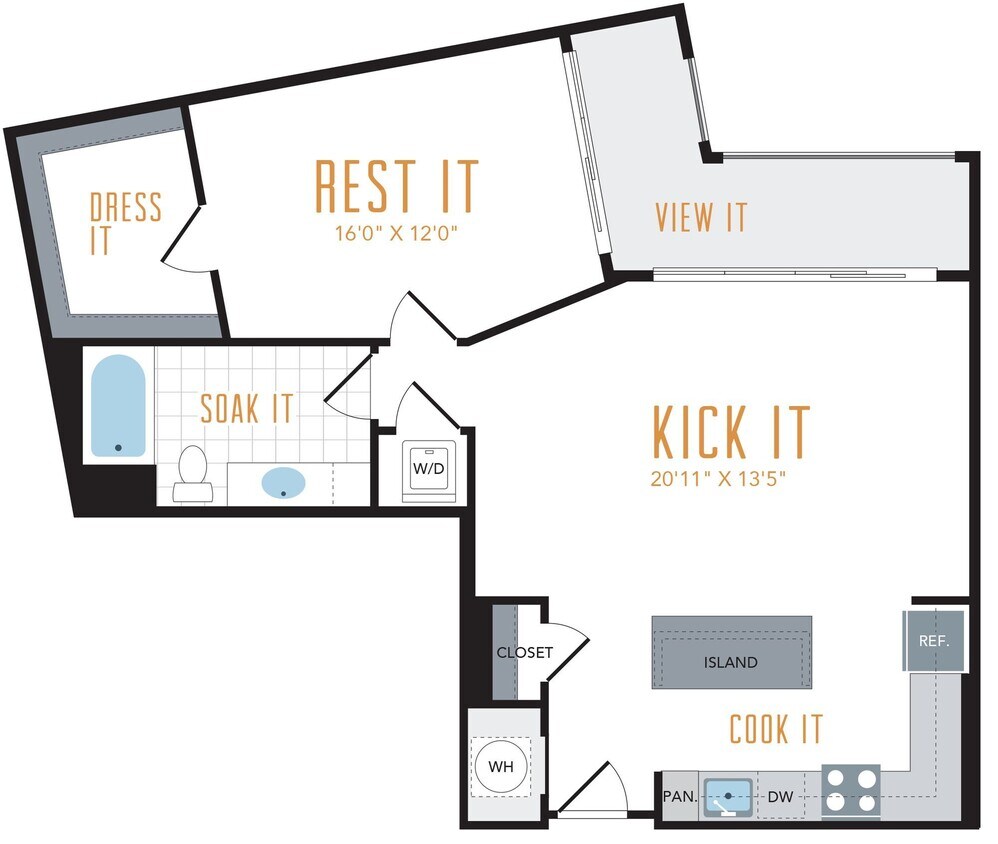 Floor Plan - 1 Bed 1 Bath