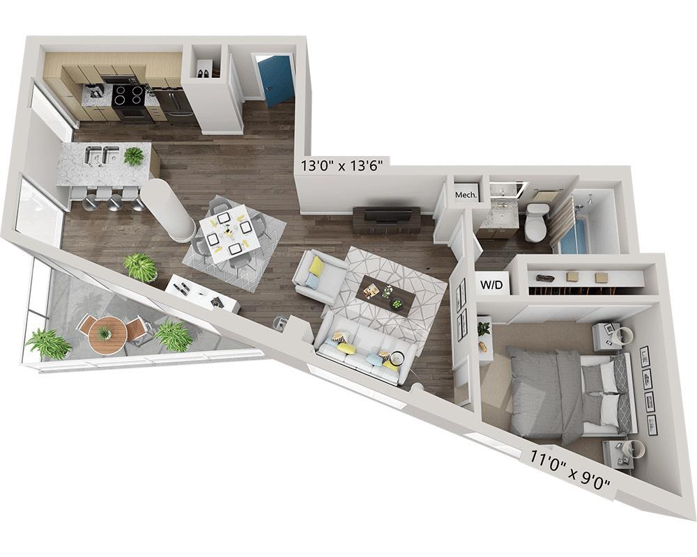 Floor Plan - One Bedroom A1V