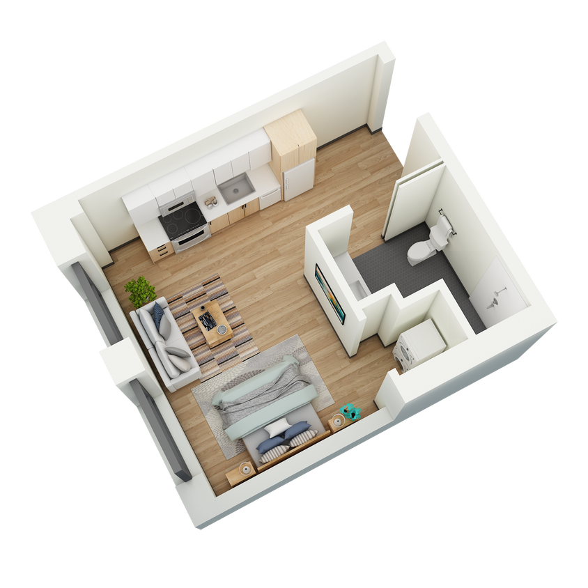 Floor Plan - Studio 1 Bath-C