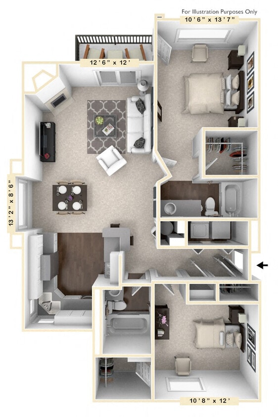 Floor Plan - The Reflection 2 BR 2 BA