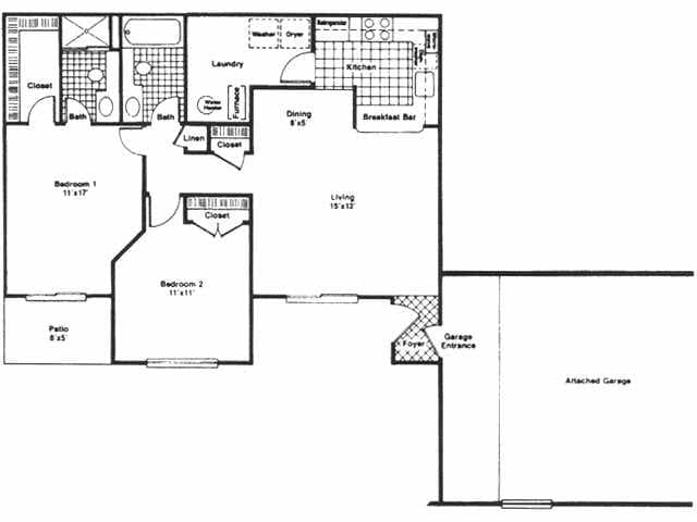 2BR/2BA - 2 bedroom, 2 bath w/attached garage (D1)