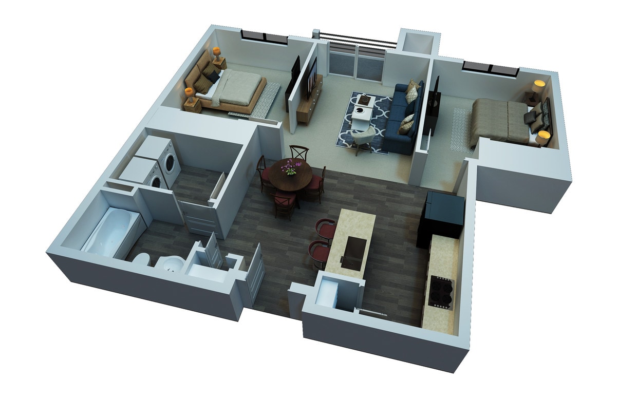 Floor Plan - Apartment Style 2 Bedrooms 2 Bathrooms