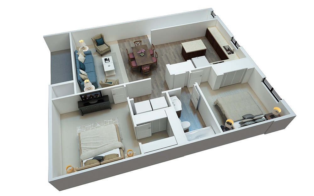 Floor Plan - Apartment Style 2 Bedrooms 1 Bathroom