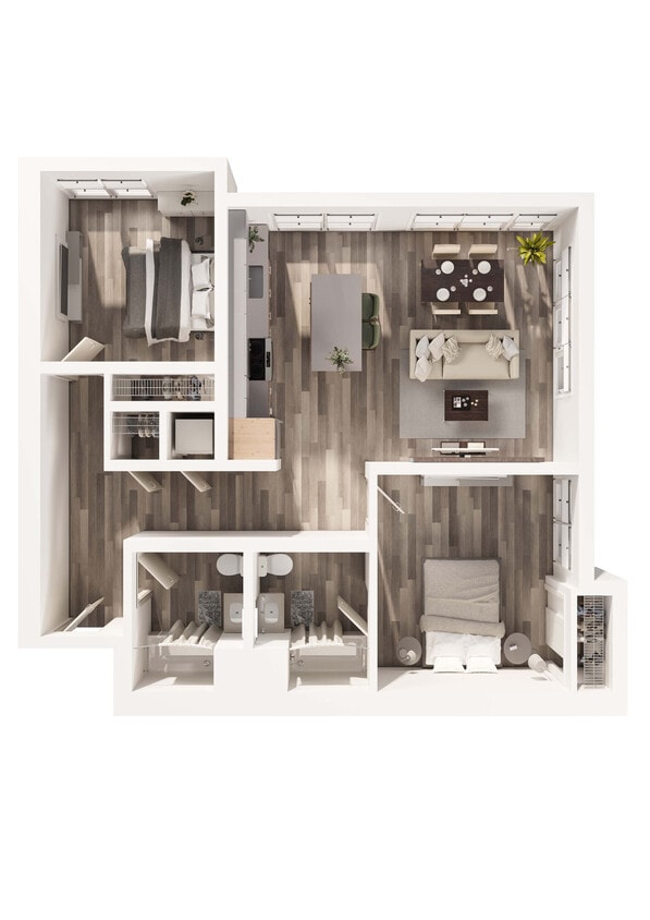 Floor Plan - 2BD, 2BTH E2