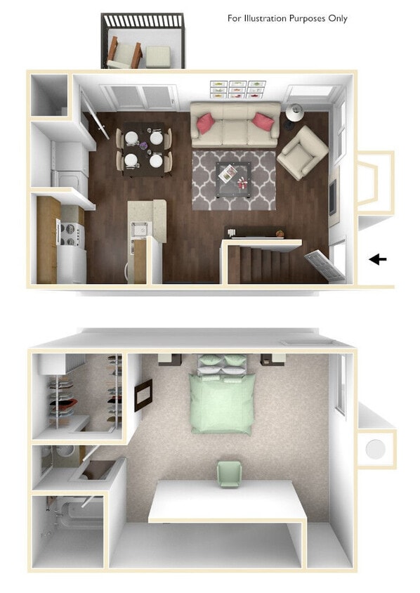 Floor Plan - 1 Bedroom Townhome