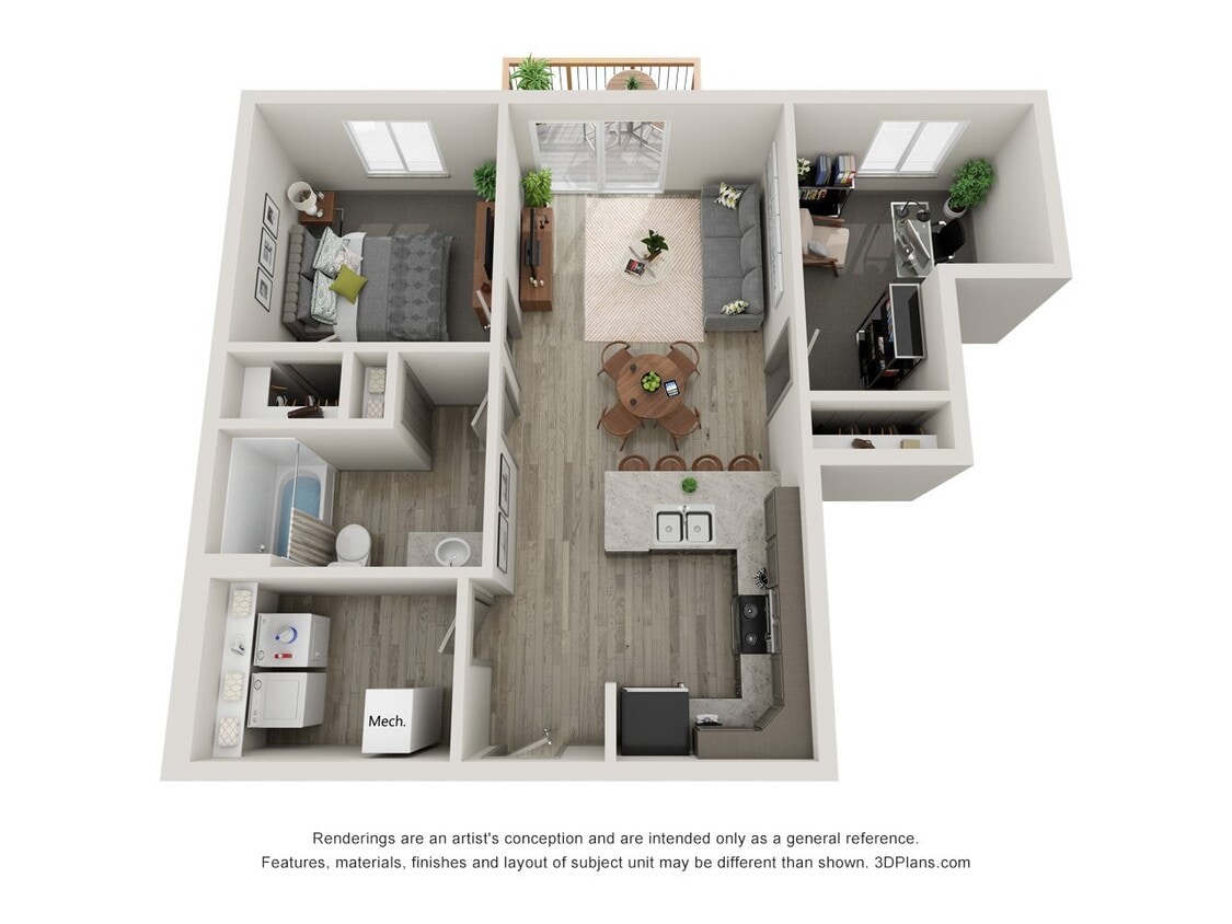 Floor Plan - Apartment 1 Bedroom 1 Bathroom with Den