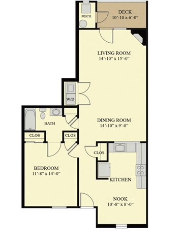1x1 925 sq. ft. - 1 Bedroom