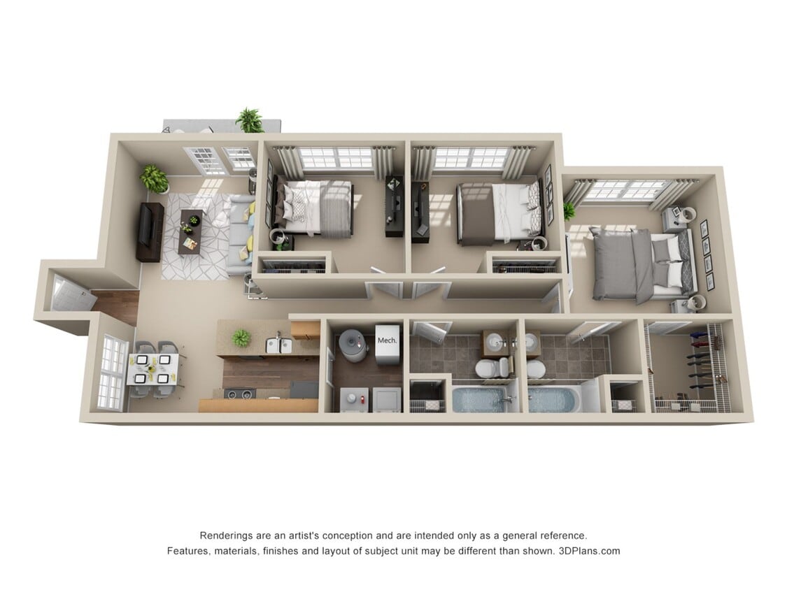 Floor Plan - 3 Bedrooms 2 Baths 