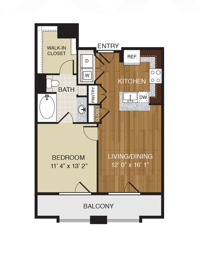 WaterWall Place - A1 - 1 Beds - 1 Baths - 699 Sq. ft. - A1