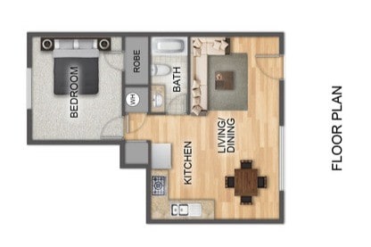 Floor Plan - 1Bed + 1Bath Renovated