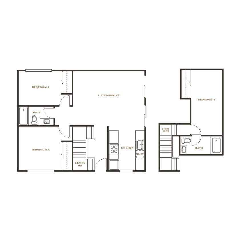 Floor Plan - 3 Bed, 2 Bath A Townhome - 1307 Mt Pisgah
