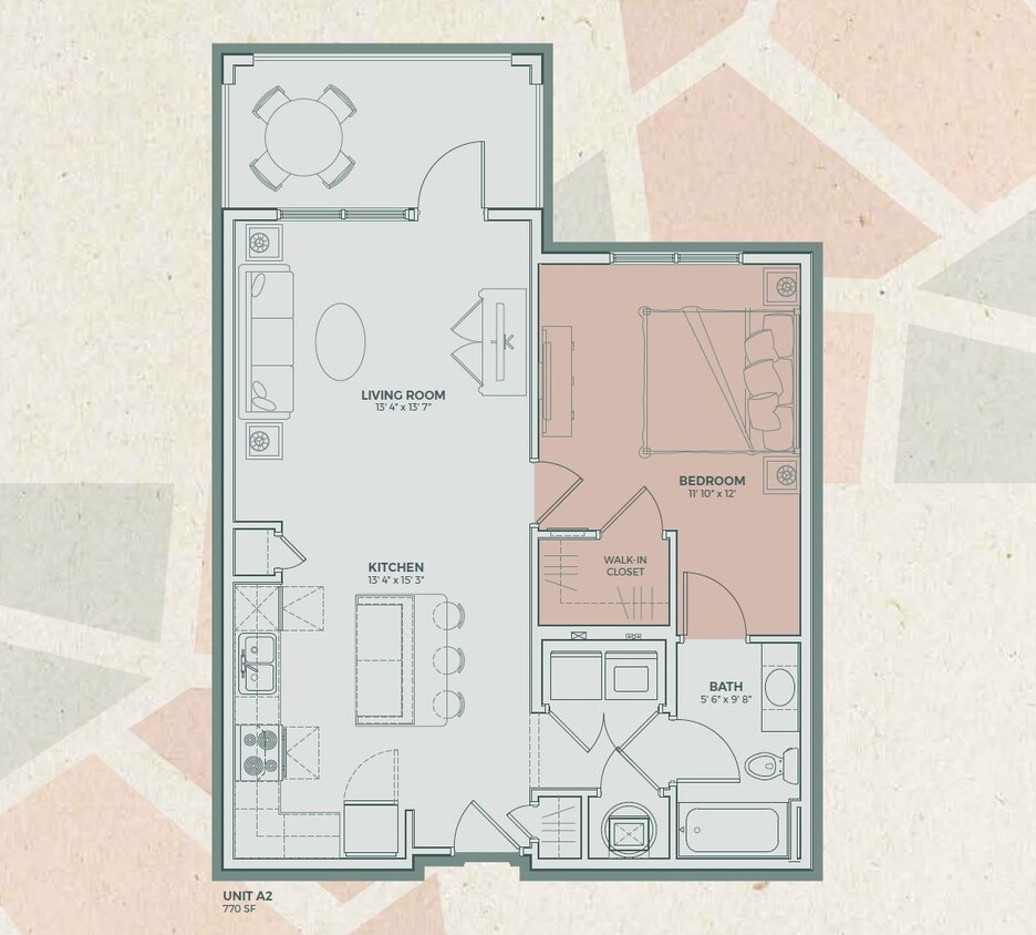 Floor Plan - A2 - 1 Bedroom