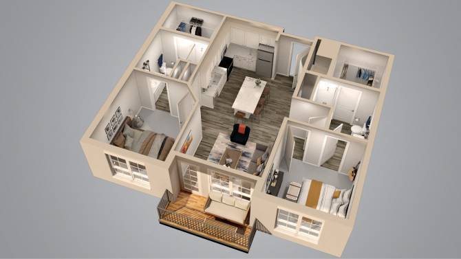 Floor Plan - Two Bedroom Two Bath 