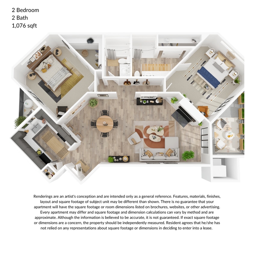 Floor Plan - Two Bedroom Two Bath Upgraded
