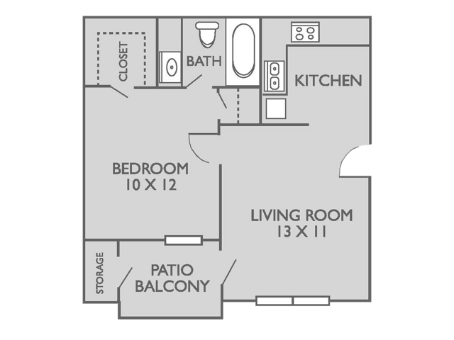 New Beginnings floorplan - 1 Bed, 1 Bath Upgraded