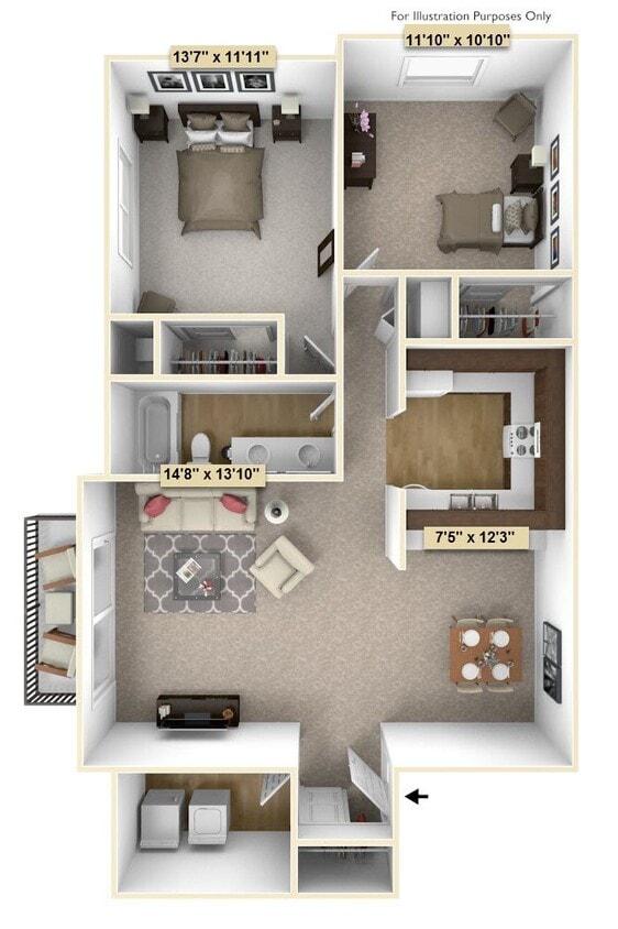 Floor Plan - Two  Bedroom Cypress Deluxe