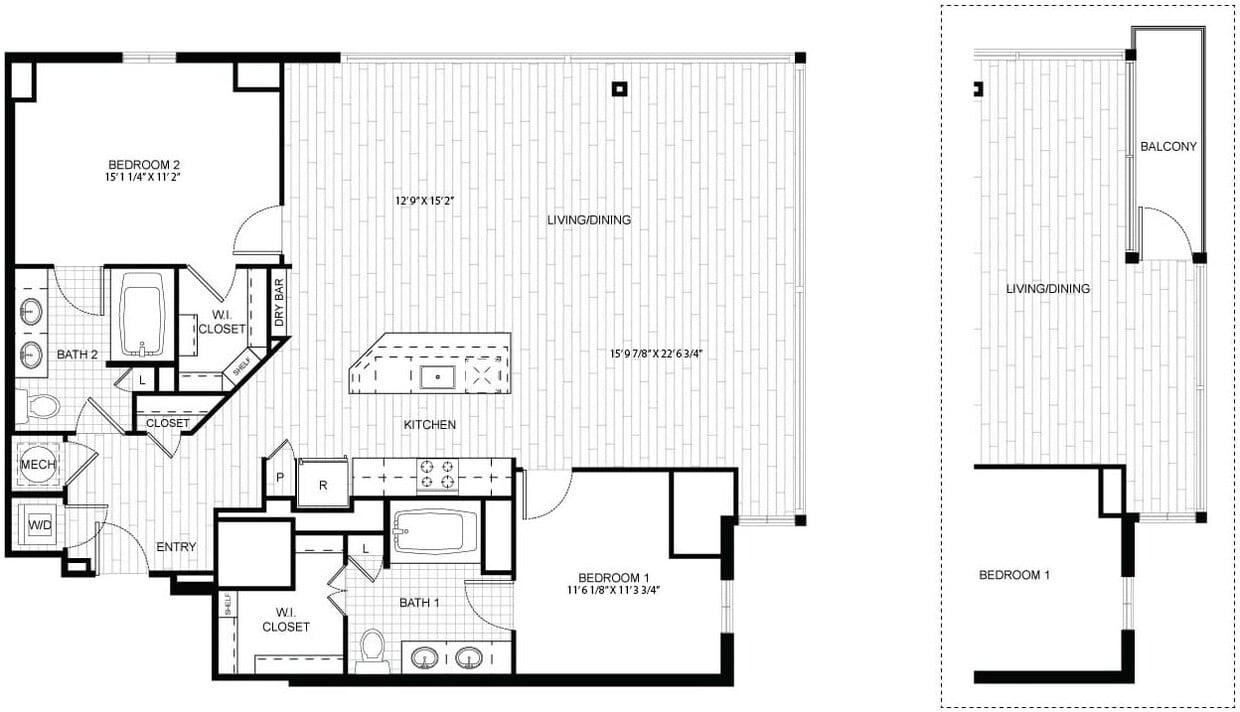 Floor Plan - 2 Bed/2 Bath-T_C01