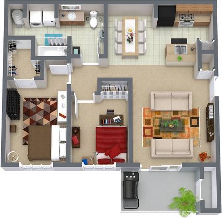 Floor Plan - 2 Bedroom 1.5 Bath
