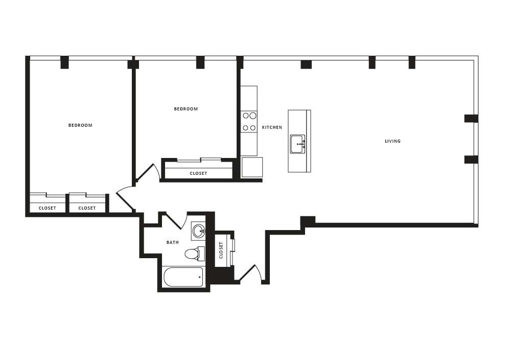 Floor Plan - 2 Bed/1 Bath-B06 Classic