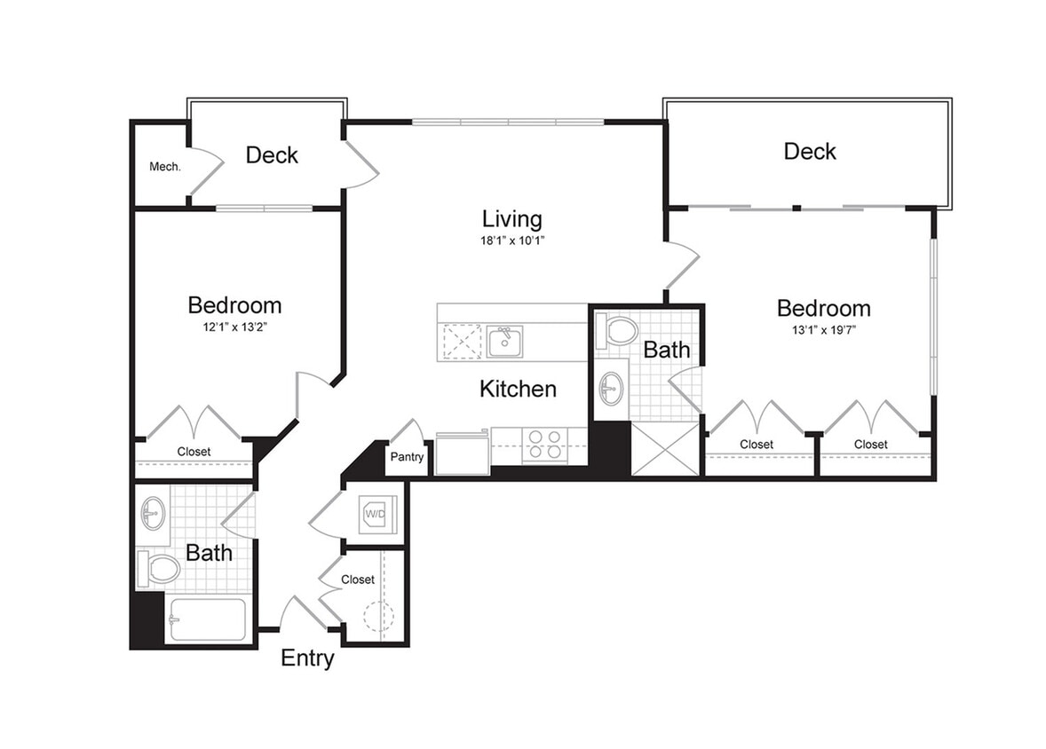 2 bed, 2 bath - 1042sf - 2-Bedroom 2-Bathroom | 1,042 sqft