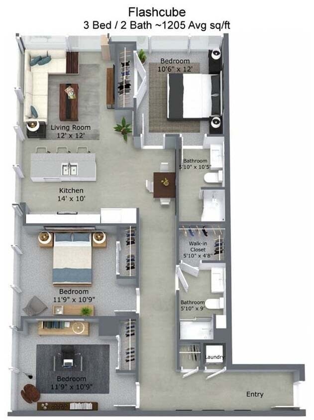 C1 - 3 bedroom 2 bath