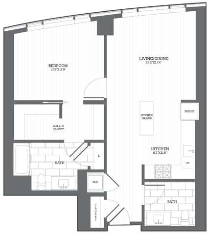 Floor Plan - 1 Bed/1.5 Bath B1