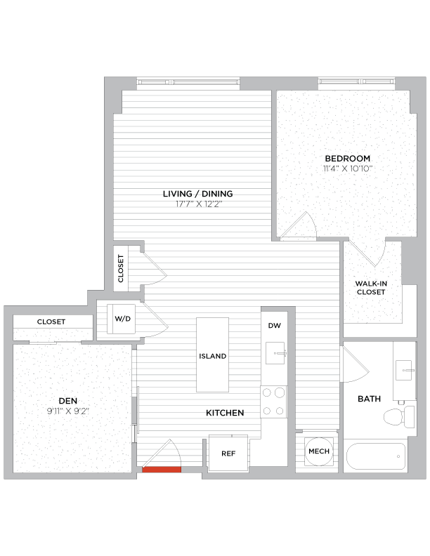 Floor Plan - 1 Bed/1 Bath Den-B02 West