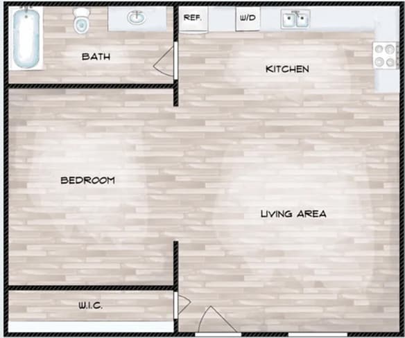 Studio Apartment Unit Floor Plan - Study